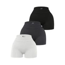 Shorts De Yoga Femininos De Cintura Alta Em Cor Sólida, 3 Peças, Shorts De Ginástica E Corrida, Shorts De Yoga Femininos De Cintura Alta Em Cor Sólida, 3 Peças, Shorts De Ginástica E Corrida,