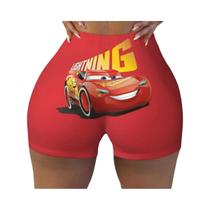 Shorts De Yoga Personalizados Para Mulheres Com Estampa Do Carro Lightning McQueen, Shorts De