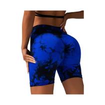 Shorts De Yoga Sem Costura Com Estampa Tie Dye De Cintura Alta Para Mulheres, Shorts Justos Para