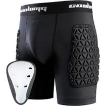 Shorts deslizantes acolchoados para jovens COOLOMG com copo protetor preto