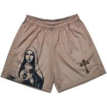 Shorts DIOTSR com estampa retrô para homens, basquete, marrom claro