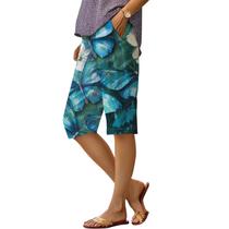 Shorts DMOYALA Summer Linen com estampa floral com estampa floral High Rise Blue M