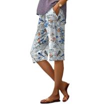 Shorts domirica Wide Leg para mulheres com estampa de pássaros vintage Shorts domirica Wide Leg para mulheres com estampa de pássaros vintage