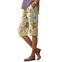 Shorts Domirica Wide Leg para mulheres com estampa floral vintage 3GG Shorts Domirica Wide Leg para mulheres com estampa floral vintage 3GG