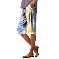 Shorts domirica Wide Leg para mulheres com estampa ondulada vintage Shorts domirica Wide Leg para mulheres com estampa ondulada vintage