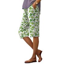 Shorts domirica Wide Leg para mulheres vintage com estampa de trevo 3GG