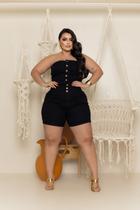 Shorts E Cropped Feminino Plus Size Conjunto Jeans Elastano