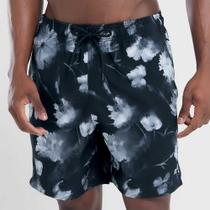 Shorts elastano estampado floral preto e branco