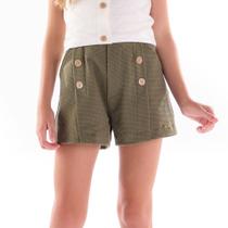 Shorts em Jacquard na cor Verde Militar - Menina Anjo