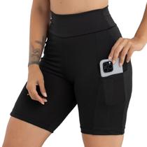 Shorts Esportivo Cós Alto Com Bolso Lateral Suplex Reforçado S/transparência Slim Fitness Básico 3038A