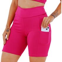 Shorts Esportivo Cós Alto Com Bolso Lateral Suplex Reforçado S/transparência Slim Fitness Básico 3038A
