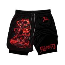 Shorts Esportivos 2 Em 1 De Camada Dupla Demon Slayer Anime Para Natação E Caminhada De Verão 2025
