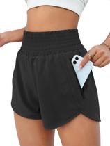 Shorts esportivos BMJL femininos de cintura alta para correr com bolso