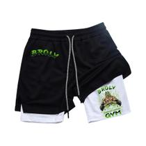 Shorts Esportivos Dragon Ball Com Impressão De Animação Em Dupla Camada, Tendência De Verão Para Shorts Esportivos Dragon Ball Com Impressão De Animação Em Dupla Camada, Tendência De Verão Para