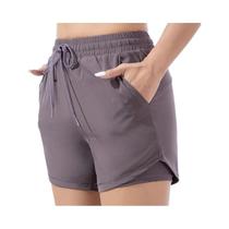 Shorts Esportivos Femininos De Cintura Alta, Dupla Camada, Antiderrapantes, Para Yoga, Fitness E