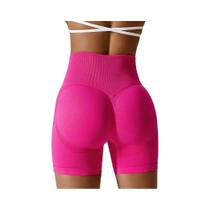Shorts Esportivos Femininos De Cintura Alta Sem Costura Para Yoga, Ciclismo E Corrida Com Efeito