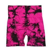 Shorts Esportivos Femininos de Cintura Alta - Sem Costura, Tie Dye, Elástico e com Controle de Barriga