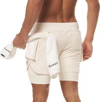 Shorts Esportivos Masculinos 2 em 1 para Corrida, Praia e Academia