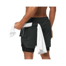 Shorts Esportivos Masculinos 2 em 1 para Corrida, Praia e Academia