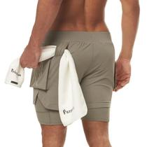 Shorts Esportivos Masculinos 2 em 1 para Corrida, Praia e Academia