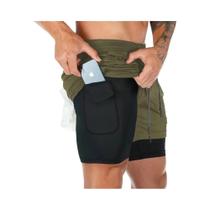 Shorts Esportivos Masculinos Camuflados Para Academia, Respirável, Camada Dupla, Corrida, Fitness,