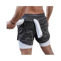 Shorts Esportivos Masculinos Camuflados Para Academia, Respirável, Camada Dupla, Corrida, Fitness,