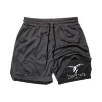Shorts Esportivos Masculinos De Anime Death Note, Modelo 2 Em 1, Para Fitness, Corrida, Treino E