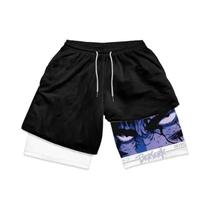 Shorts Esportivos Masculinos De Cintura Alta, Dupla Camada, Respiráveis, Estilo Anime, Oversized,
