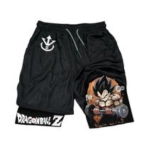 Shorts Esportivos Masculinos De Dupla Camada Dragon Ball GOKU Vegeta Anime Confortáveis Calças De