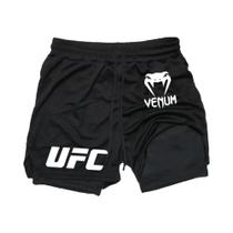 Shorts Esportivos Masculinos De Secagem Rápida Com Camada Dupla E Estampa UFC Para Corrida E Treino Shorts Esportivos Masculinos De Secagem Rápida Com Camada Dupla E Estampa UFC Para Corrida E Treino
