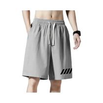 Shorts Esportivos Masculinos De Verão, Seda Gelada, Secagem Rápida, Estampa De 4 Barras,