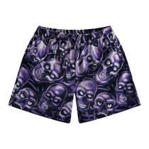 Shorts esportivos masculinos DIOTSR com estampa de caveira roxa Shorts esportivos masculinos DIOTSR com estampa de caveira roxa