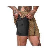 Shorts esportivos Quick Dry preto-verde-cáqui-cinza