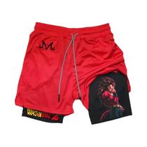 Shorts Esportivos Unissex De Dupla Camada Dragon Ball Para Verão, Fitness, Corrida E Treinamento