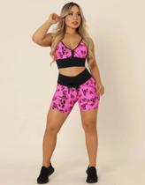 Shorts estampado com cordão na cintura Shorts estampado com cordão na cintura