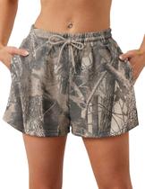 Shorts Eutten Women Camo Sweat, cintura elástica com bolsos