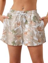 Shorts Eutten Women Camo Sweat, cintura elástica com bolsos