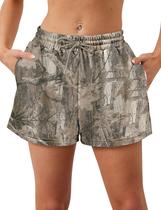 Shorts Eutten Women Camo Sweat, cintura elástica com bolsos Shorts Eutten Women Camo Sweat, cintura elástica com bolsos