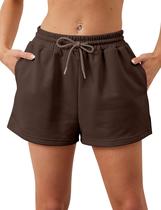 Shorts Eutten Women Sweat, cintura elástica casual com bolsos Shorts Eutten Women Sweat, cintura elástica casual com bolsos