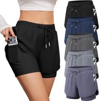 Shorts Feminino 2 em 1 de Cintura Alta para Corrida CE' CERDR Shorts Feminino 2 em 1 de Cintura Alta para Corrida CE' CERDR