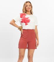 Shorts Feminino Alfaiataria Cós Reto Renaluci Marrom Shorts Feminino Alfaiataria Cós Reto Renaluci Marrom