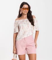 Shorts Feminino Alfaiataria Cós Reto Renaluci Rosa Shorts Feminino Alfaiataria Cós Reto Renaluci Rosa