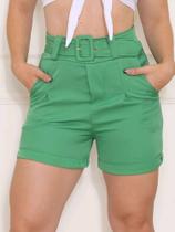 shorts feminino alfaiataria social com cinto moda tendencia - M&K Shop