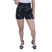 Shorts Feminino Autenticada Leather Preto - 7863