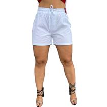 Shorts Feminino Bermuda Branca Jogger Premium Com Elastano Shorts Feminino Bermuda Branca Jogger Premium Com Elastano