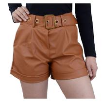 Shorts Feminino Bill Com Cinto Marrom Caramelo