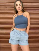 Shorts Feminino Cintura Alta Bolso Lateral