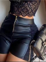 Shorts Feminino Courinho Com Ziper Elastano Dos Lados