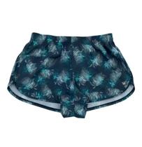 Shorts feminino curto estampa folhagem ton sur ton azul marinho she ref:374.05