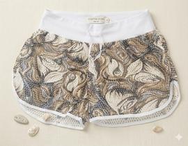 Shorts Feminino Curto Soltinho Estampado com Elástico para Verão e Praia Shorts Feminino Curto Soltinho Estampado com Elástico para Verão e Praia